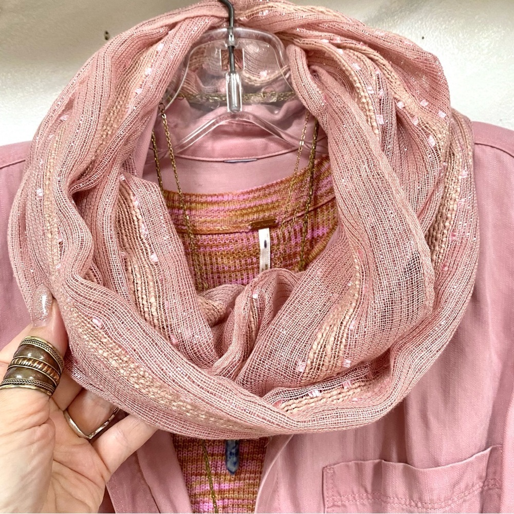 Trendy rose gold w sparkle infinity spring summer scarf / wrap